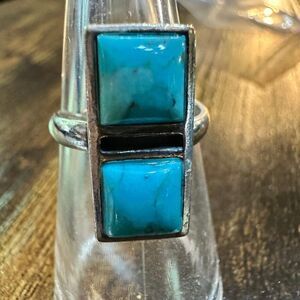 Boho Native American Turquoise Dream Sterling Silver Adjustable Ring, Gift Box